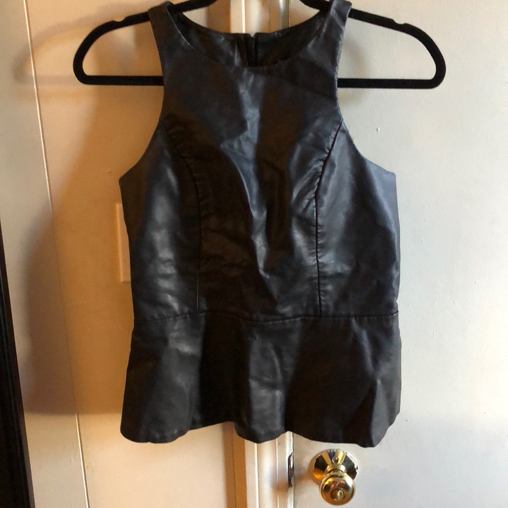 Express Black Faux Leather Peplum Tank